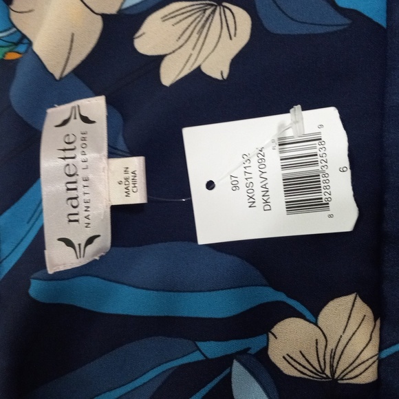 Nannette Lepore Dark Navy Floral Print Patio Maxi Button Up Dress NWT - Picture 11 of 14